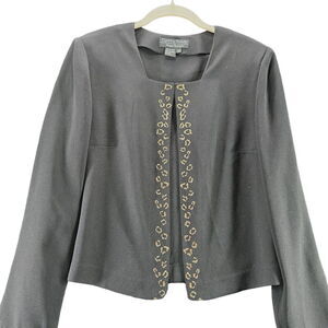 Cynthia Howie Womens Blazer Black Size 12 100% Polyester Long Sleeve One Clasp